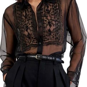 Nili Lotan Women’s Noel” Lace Bib Shirt - MSRP $695